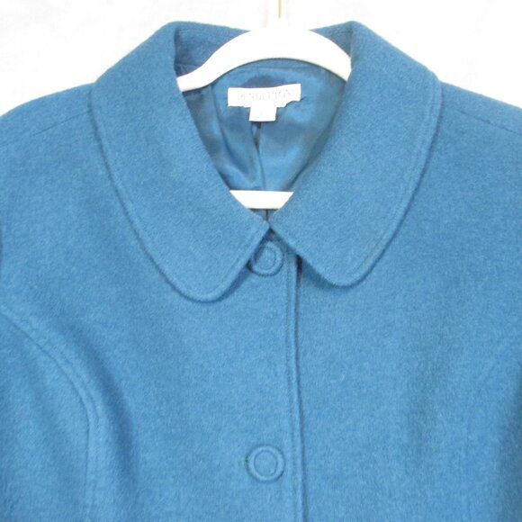 Pendleton Coat Womens Blue Teal Button Up Merino Wool Pea Jacket Size L - Picture 3 of 6